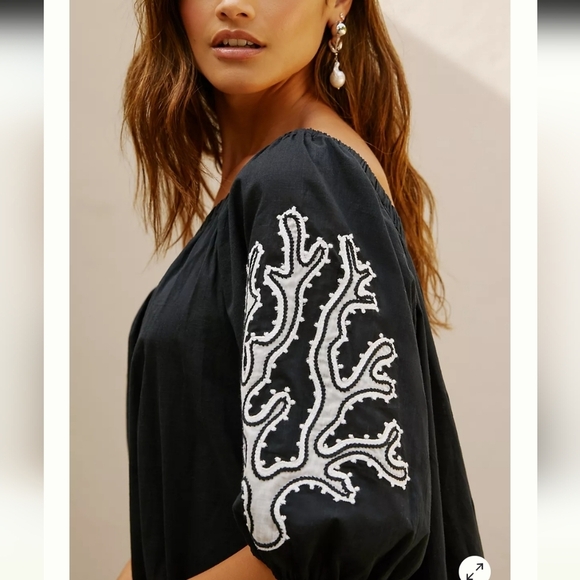 Anthropologie One Shoulder Coral 🪸 Embroidered Mini Dress - Picture 1 of 9